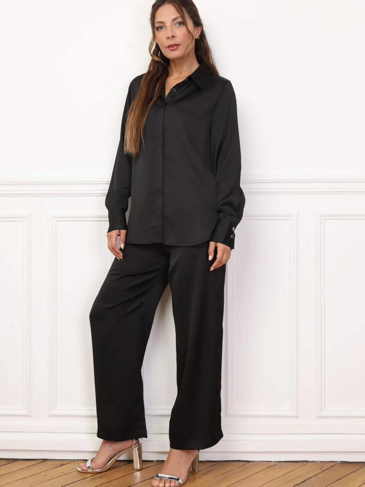 Best La Modeuse Ensemble chemise et pantalon à pince Noir