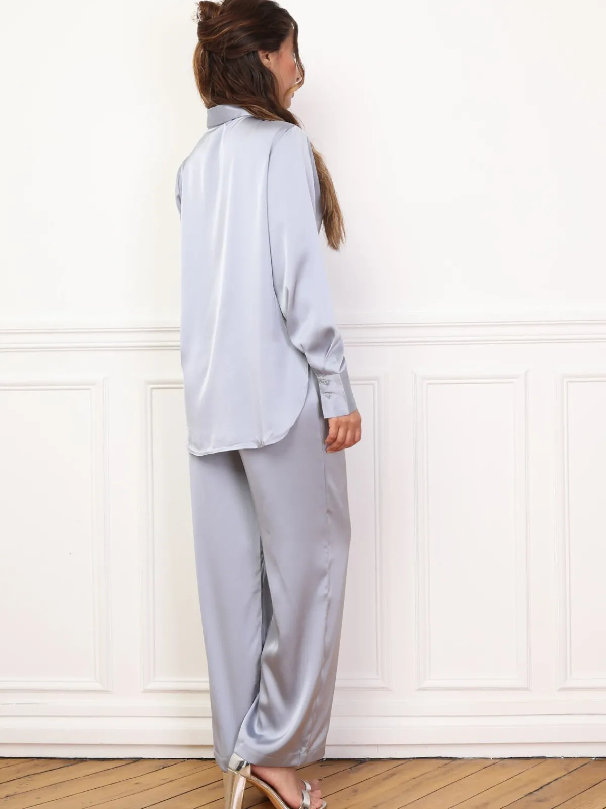 Hot La Modeuse Ensemble chemise et pantalon à pince BleuGivré