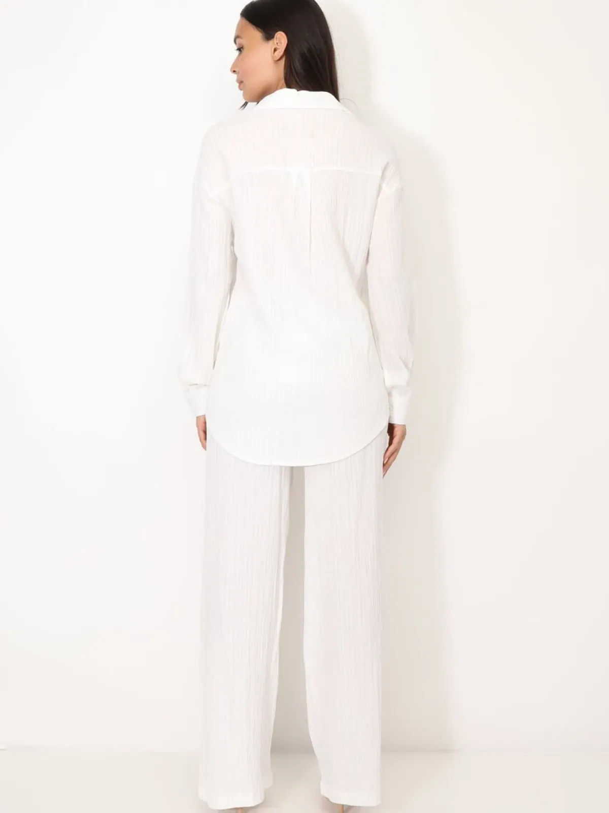 Sale La Modeuse Ensemble chemise et pantalon plissés Blanc