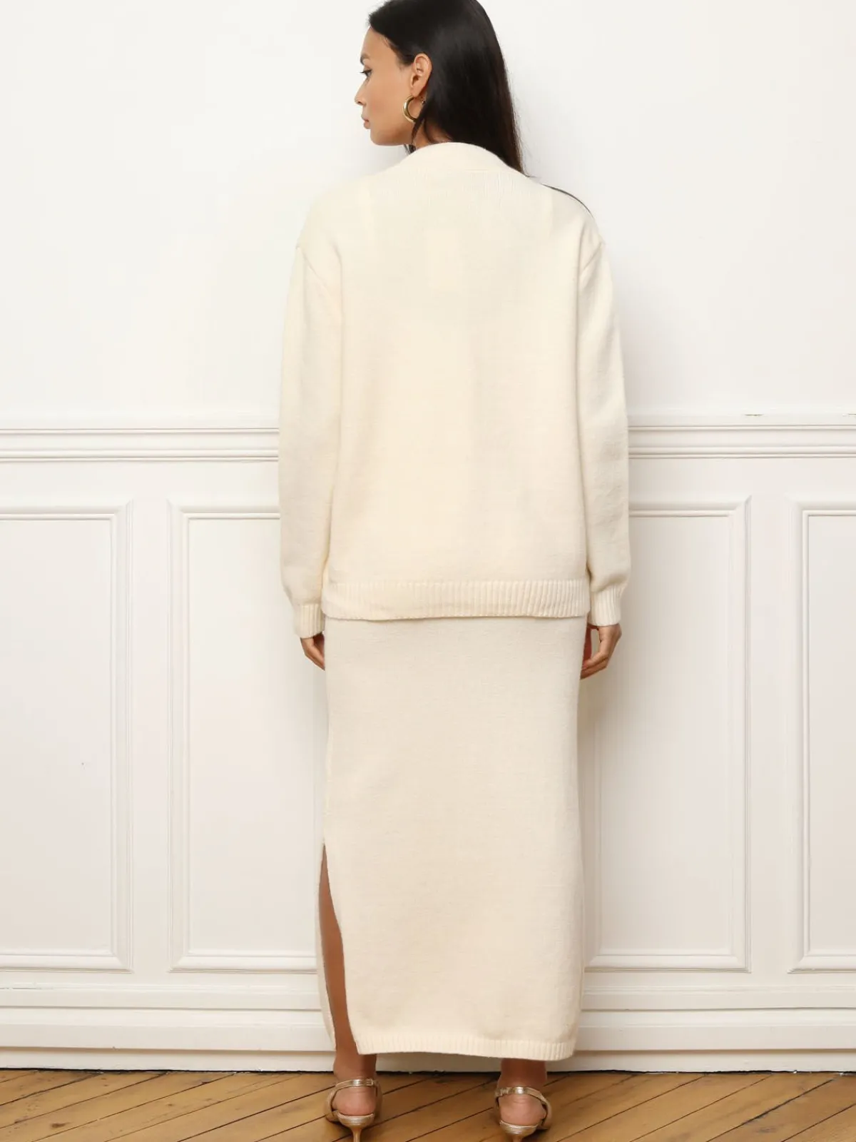 Best La Modeuse Ensemble jupe longue et cardigan Blanc
