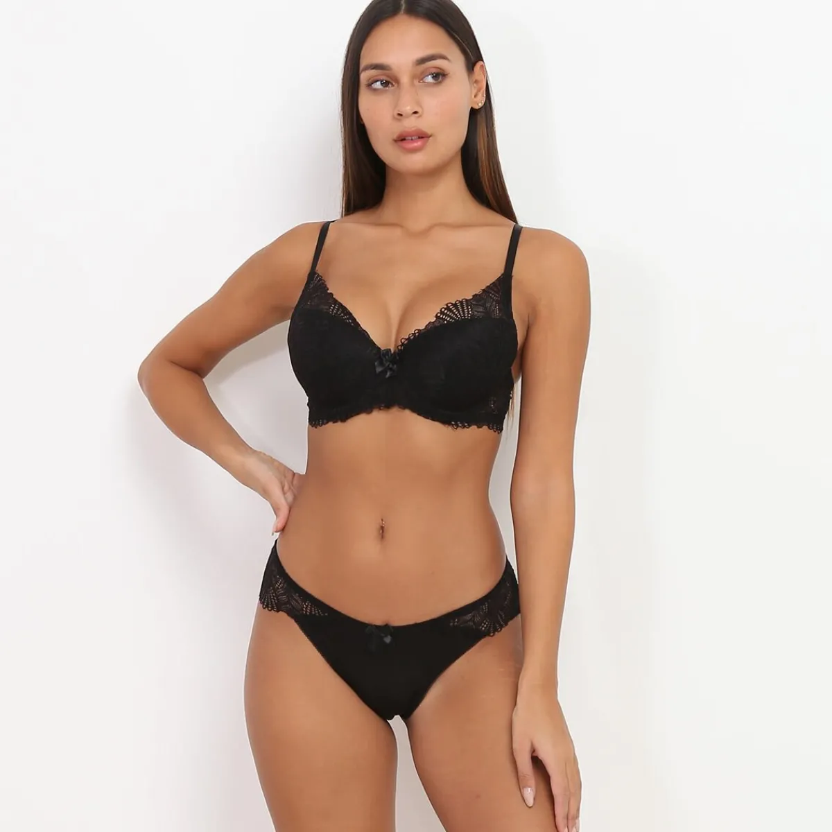 Discount La Modeuse Ensemble lingerie push-up à dentelle Noir