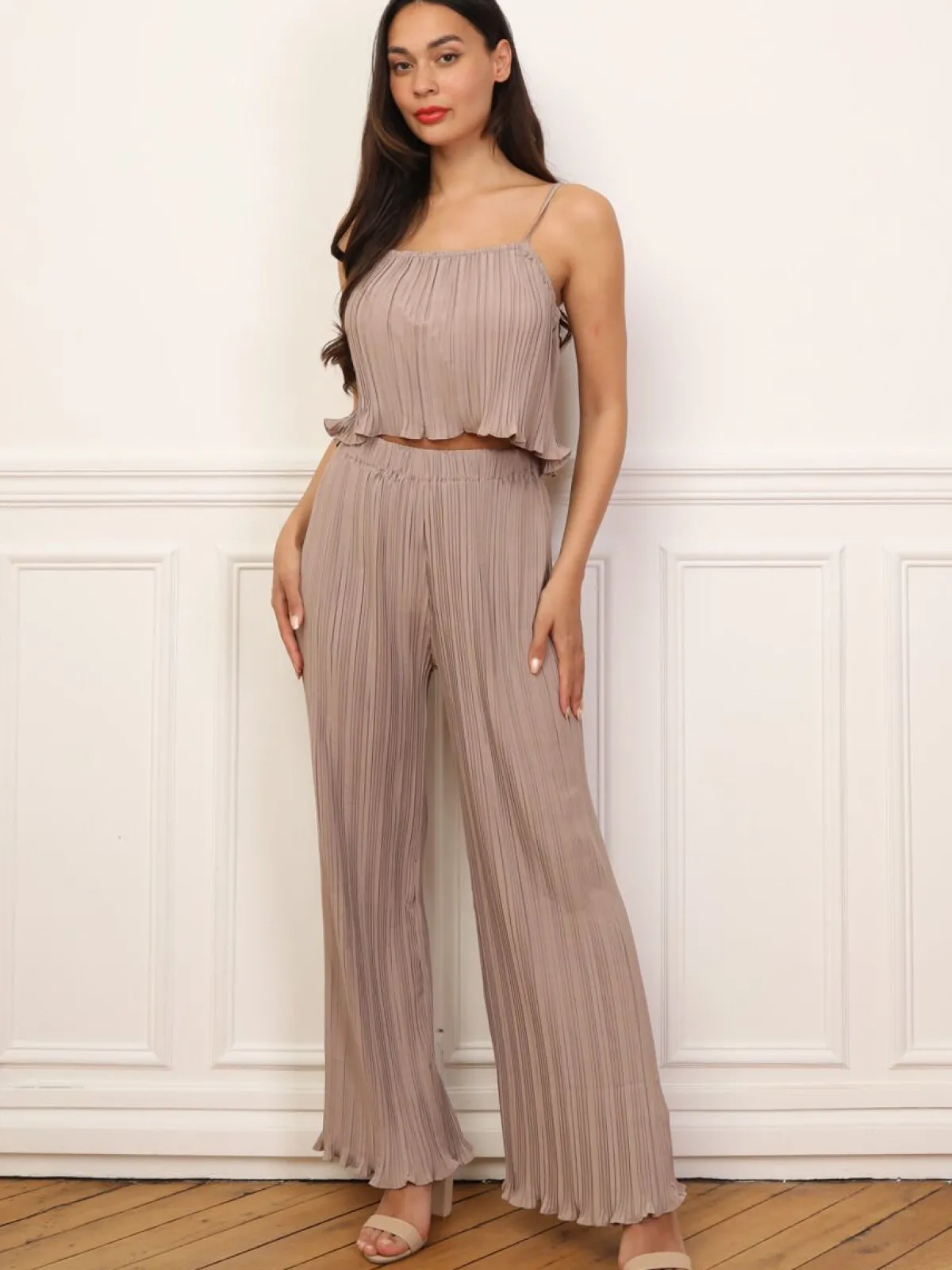 Clearance La Modeuse Ensemble plissés et ample Taupe