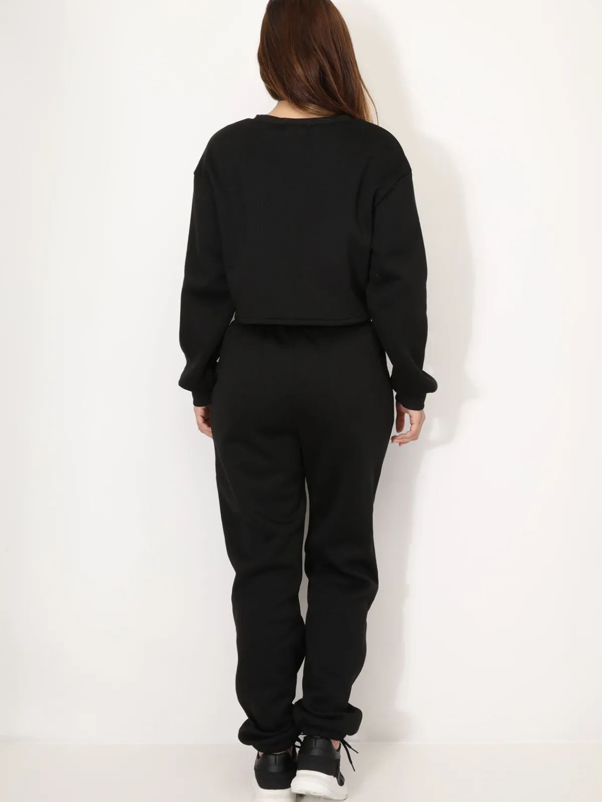 Hot La Modeuse Ensemble sweat imprimé et jogging Noir