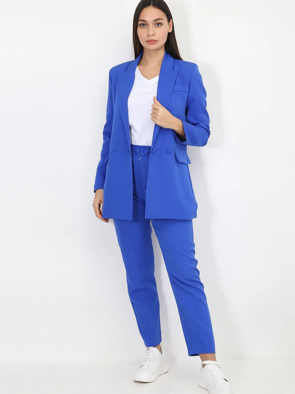 Outlet La Modeuse Ensemble tailleur droit Bleu