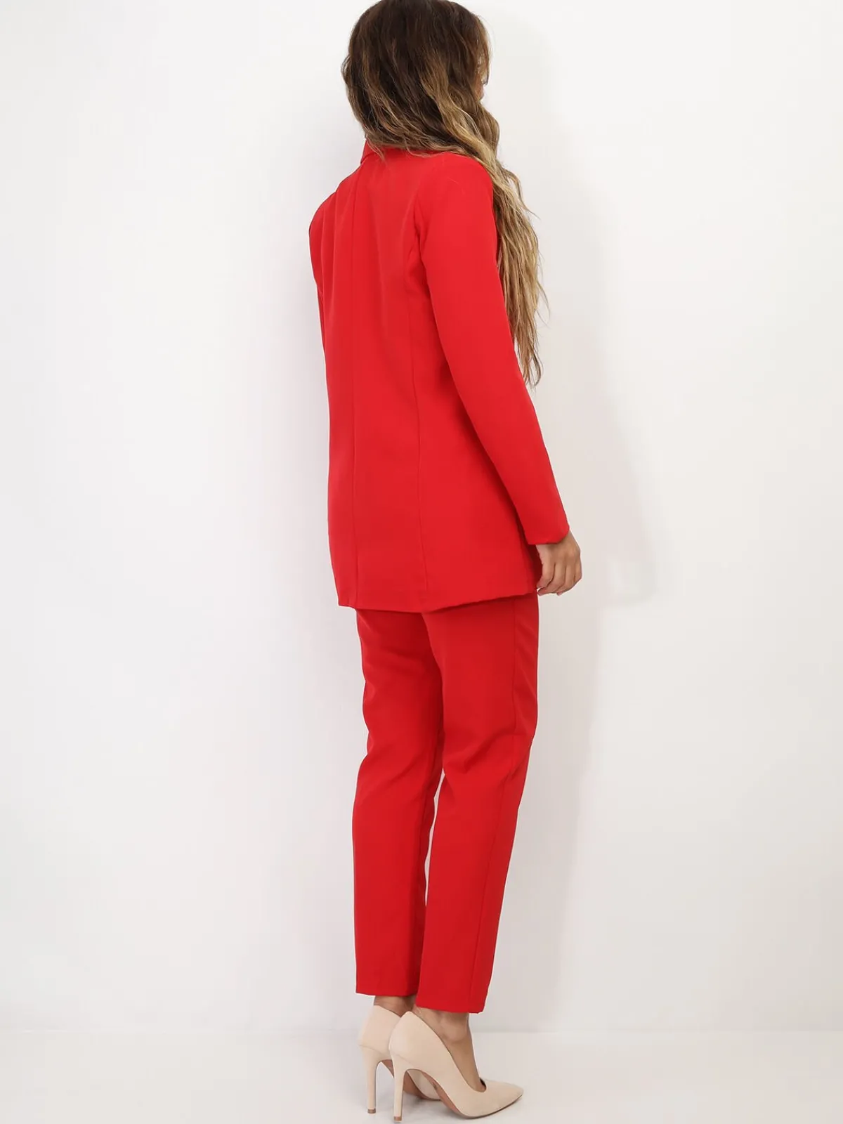 Discount La Modeuse Ensemble tailleur droit Rouge