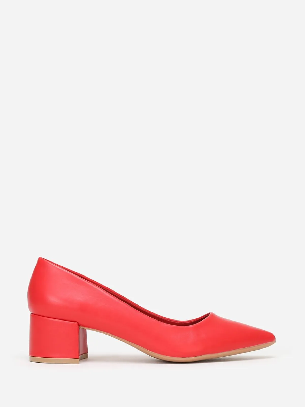 Hot La Modeuse Escarpins à talon large et carré Rouge