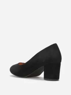 Discount La Modeuse Escarpins arrondis en suédine grandes tailles Noir