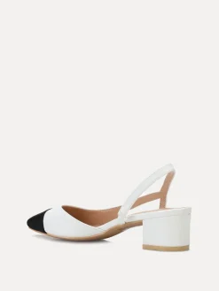 Clearance La Modeuse Escarpins bi-matières slingback Blanc