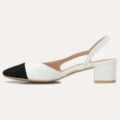 Clearance La Modeuse Escarpins bi-matières slingback Blanc