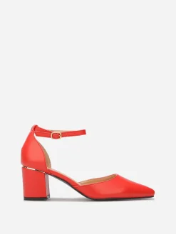 Discount La Modeuse Escarpins en simili à bride Rouge