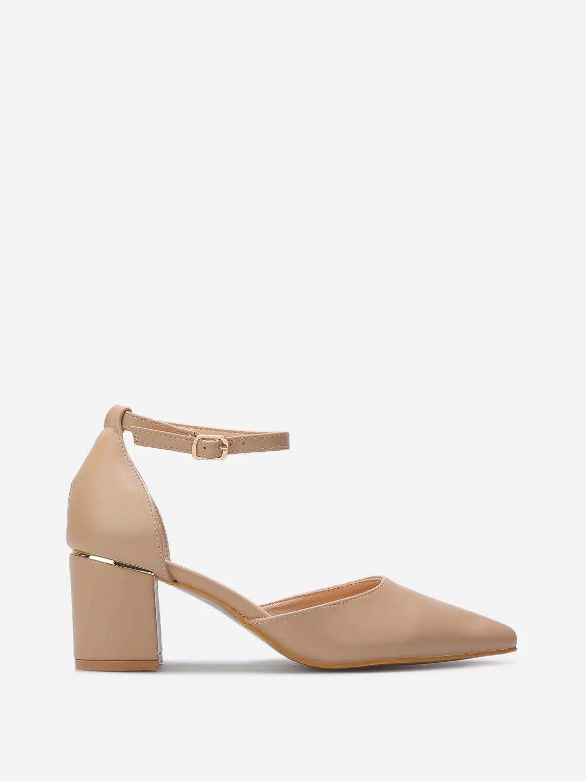 Online La Modeuse Escarpins en simili à bride Taupe