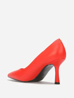 Best La Modeuse Escarpins en simili à talon bobine fin Rouge