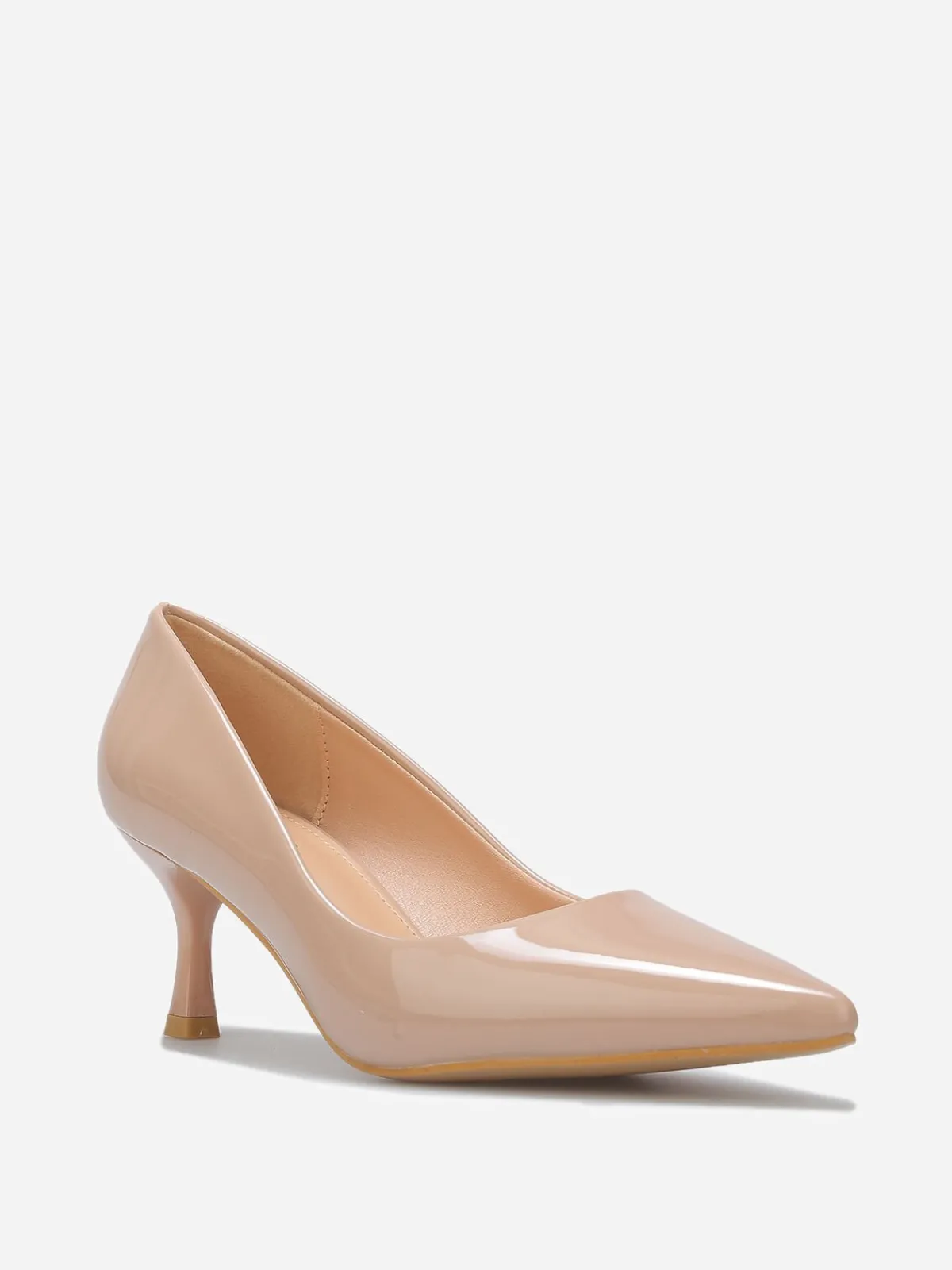 Discount La Modeuse Escarpins pointus à petit talon Beige
