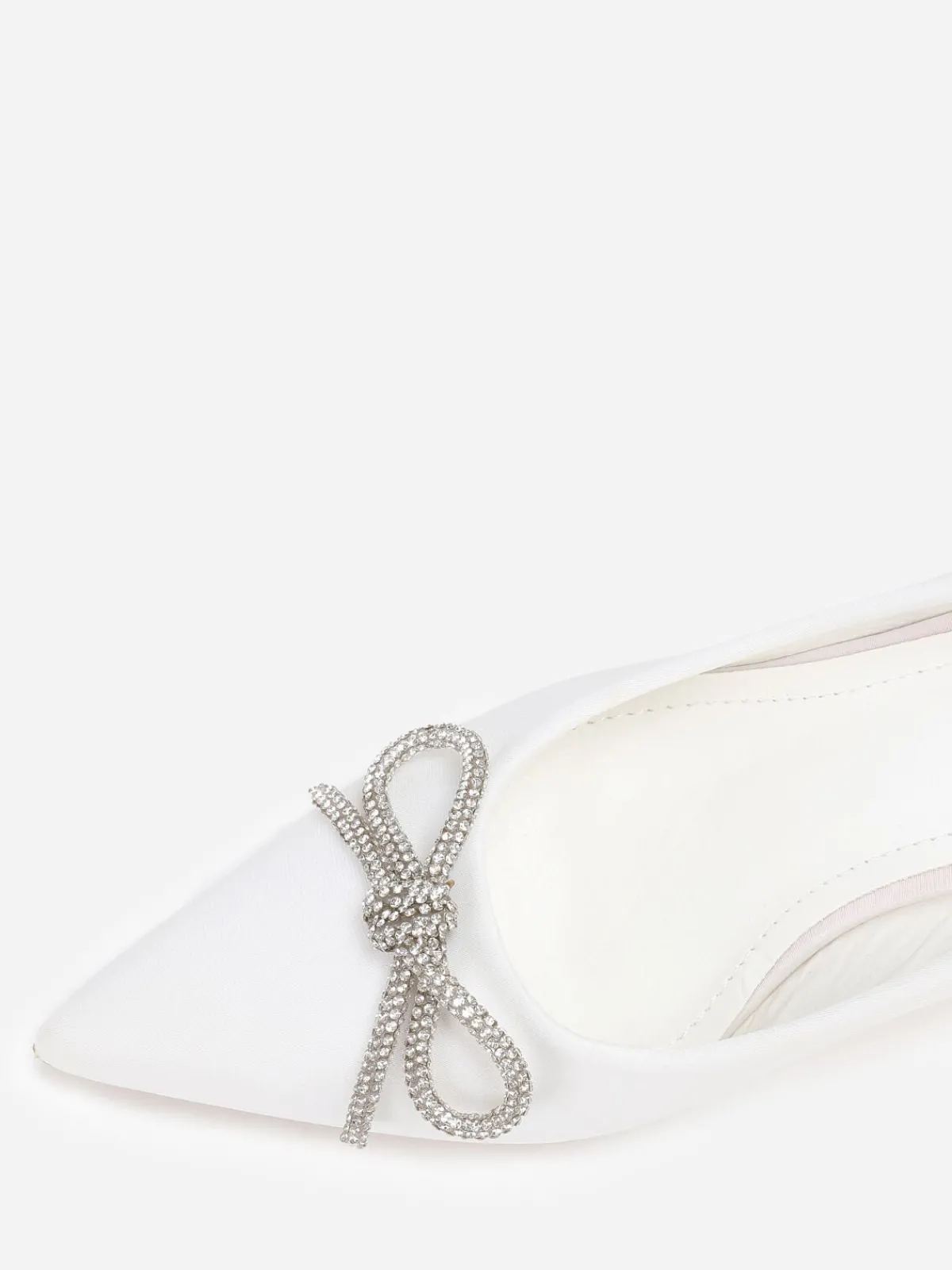 Best La Modeuse Escarpins pointus avec n艙ud en strass Blanc