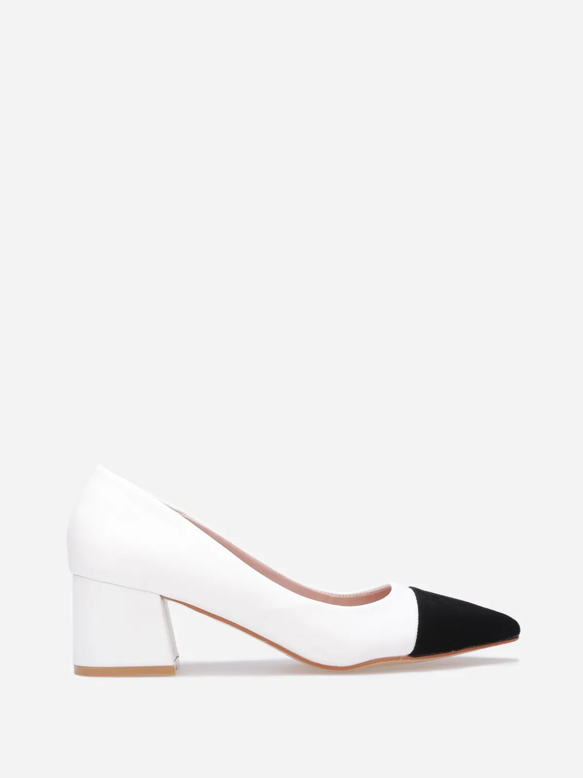 Discount La Modeuse Escarpins pointus bi-matières Blanc
