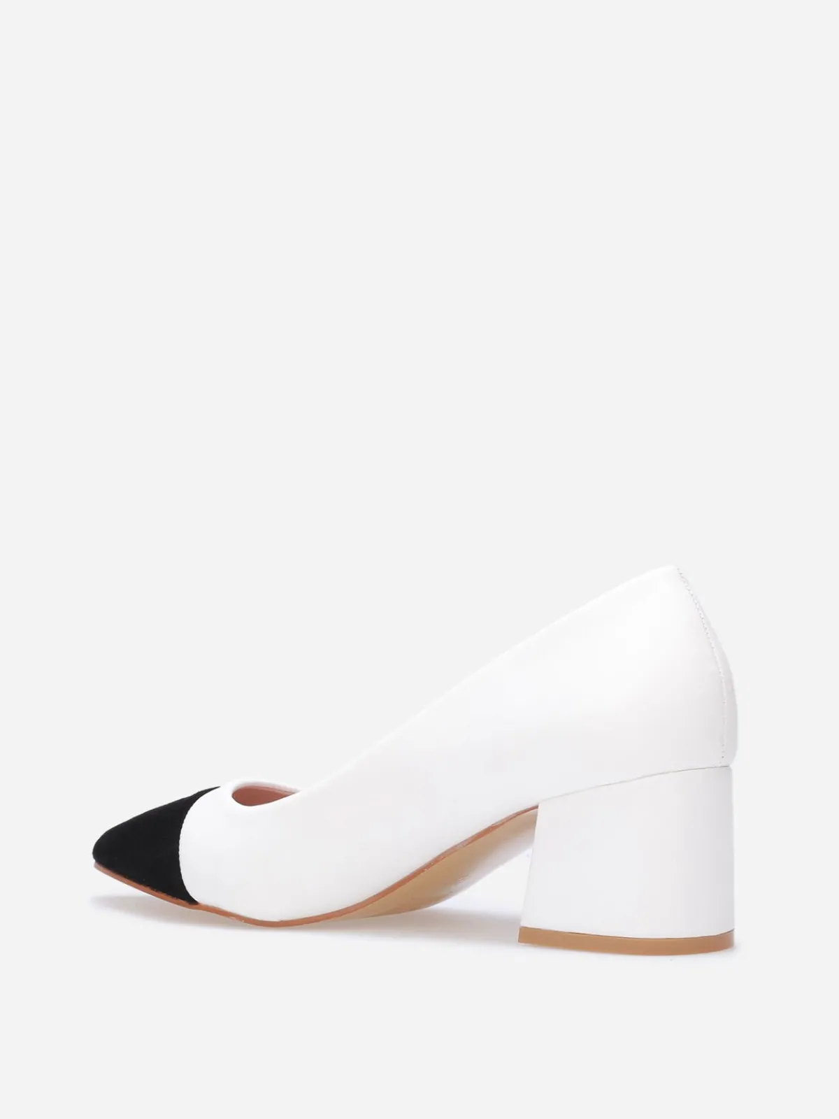 Discount La Modeuse Escarpins pointus bi-matières Blanc