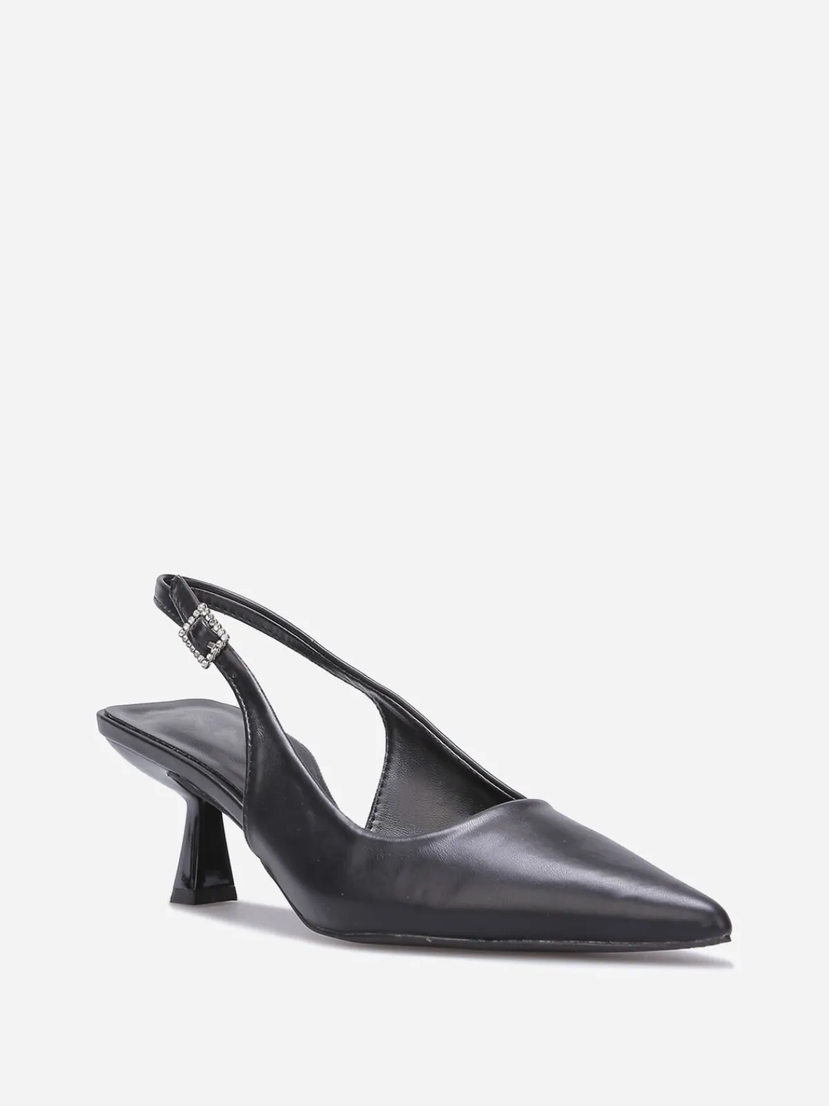 Outlet La Modeuse Escarpins slingback à boucle en strass Noir
