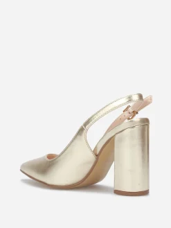 Best La Modeuse Escarpins Slingback bout pointu Doré
