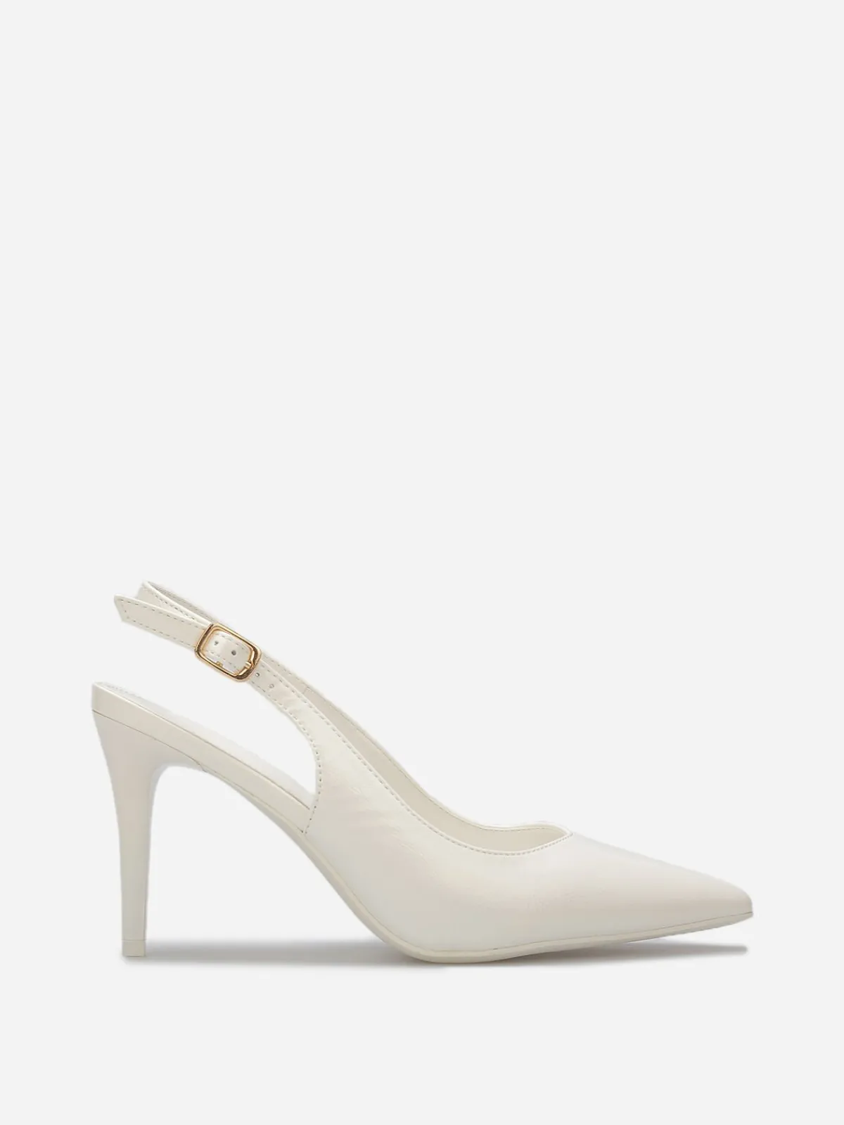 Discount La Modeuse Escarpins slingback texturées vernies Blanc