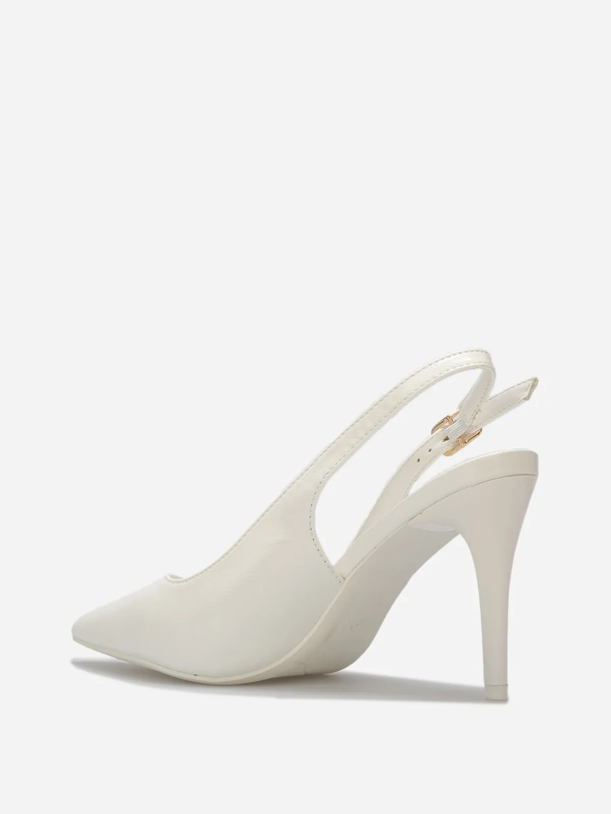Discount La Modeuse Escarpins slingback texturées vernies Blanc
