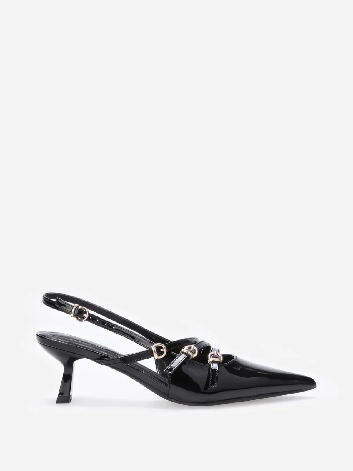 New La Modeuse Escarpins slingback vernis avec brides Noir