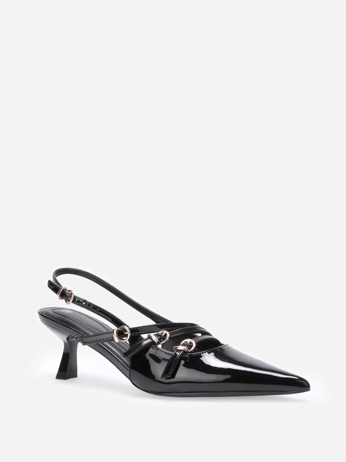 New La Modeuse Escarpins slingback vernis avec brides Noir