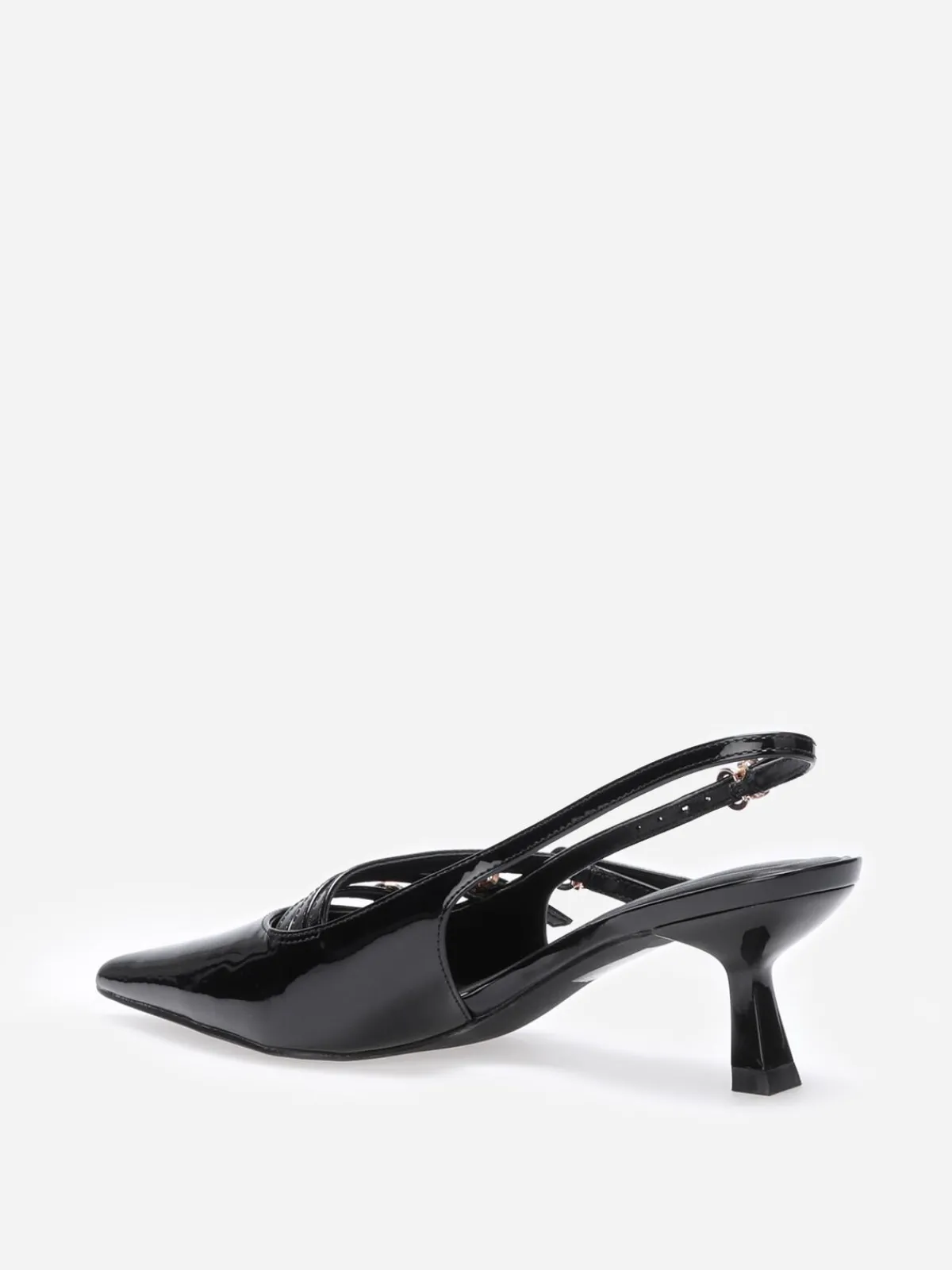 New La Modeuse Escarpins slingback vernis avec brides Noir