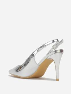 La Modeuse Escarpins slingback vernis Argenté