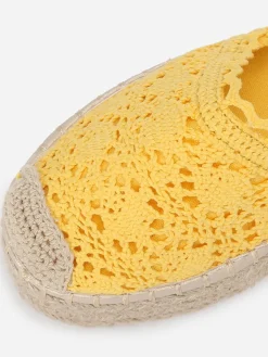 Clearance La Modeuse Espadrilles à plateforme en crochet Jaune