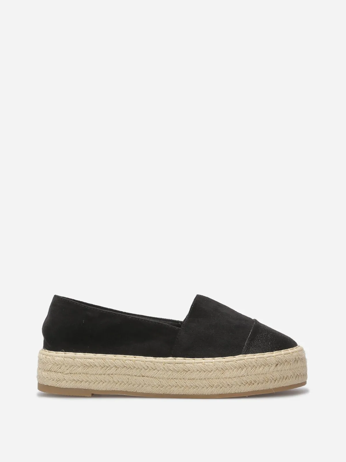 Outlet La Modeuse Espadrilles bi-matières à plateforme Noir