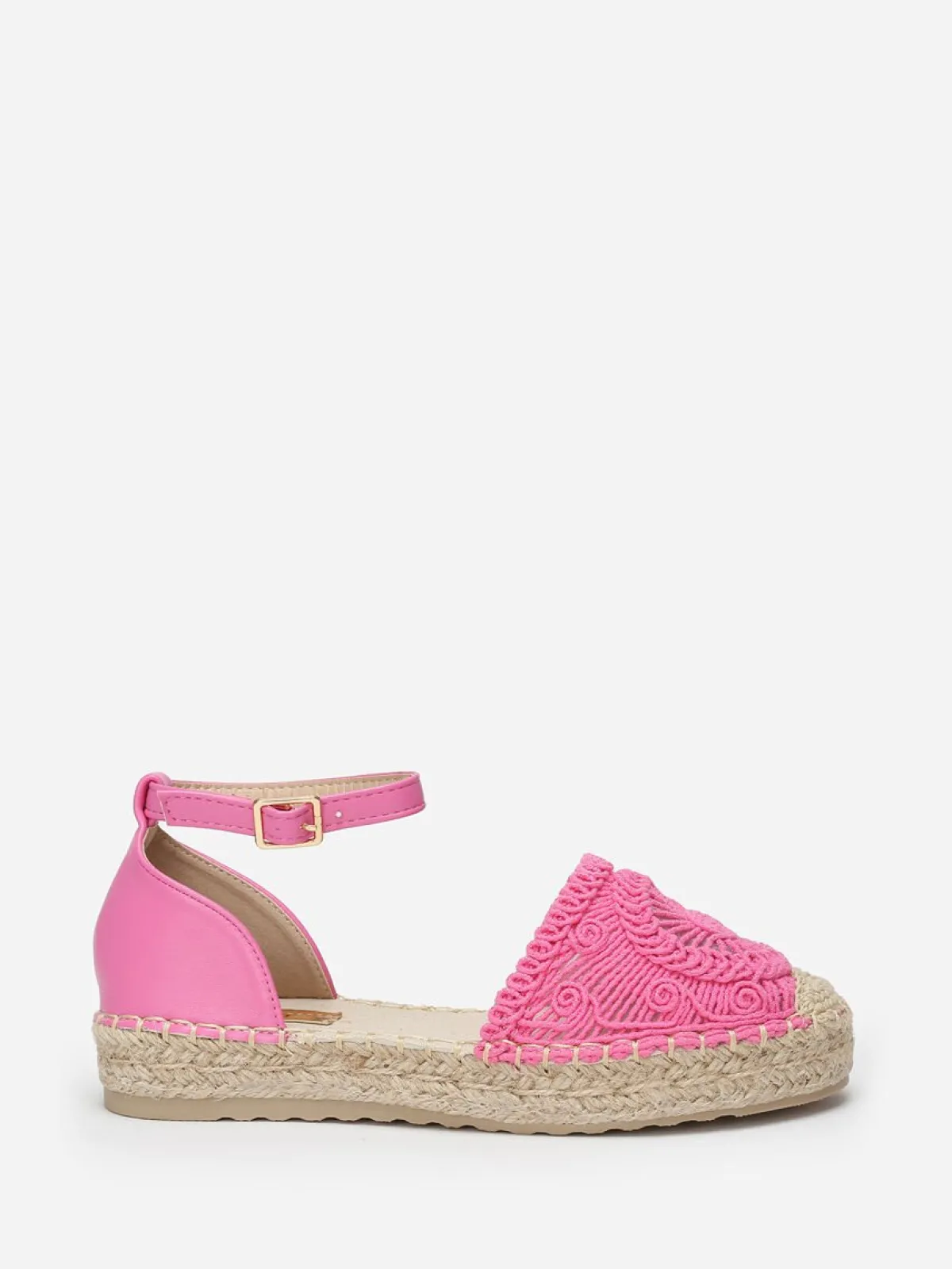 Discount La Modeuse Espadrilles bi-matières en crochet Fuchsia