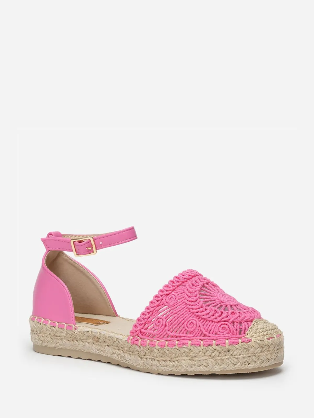 Discount La Modeuse Espadrilles bi-matières en crochet Fuchsia