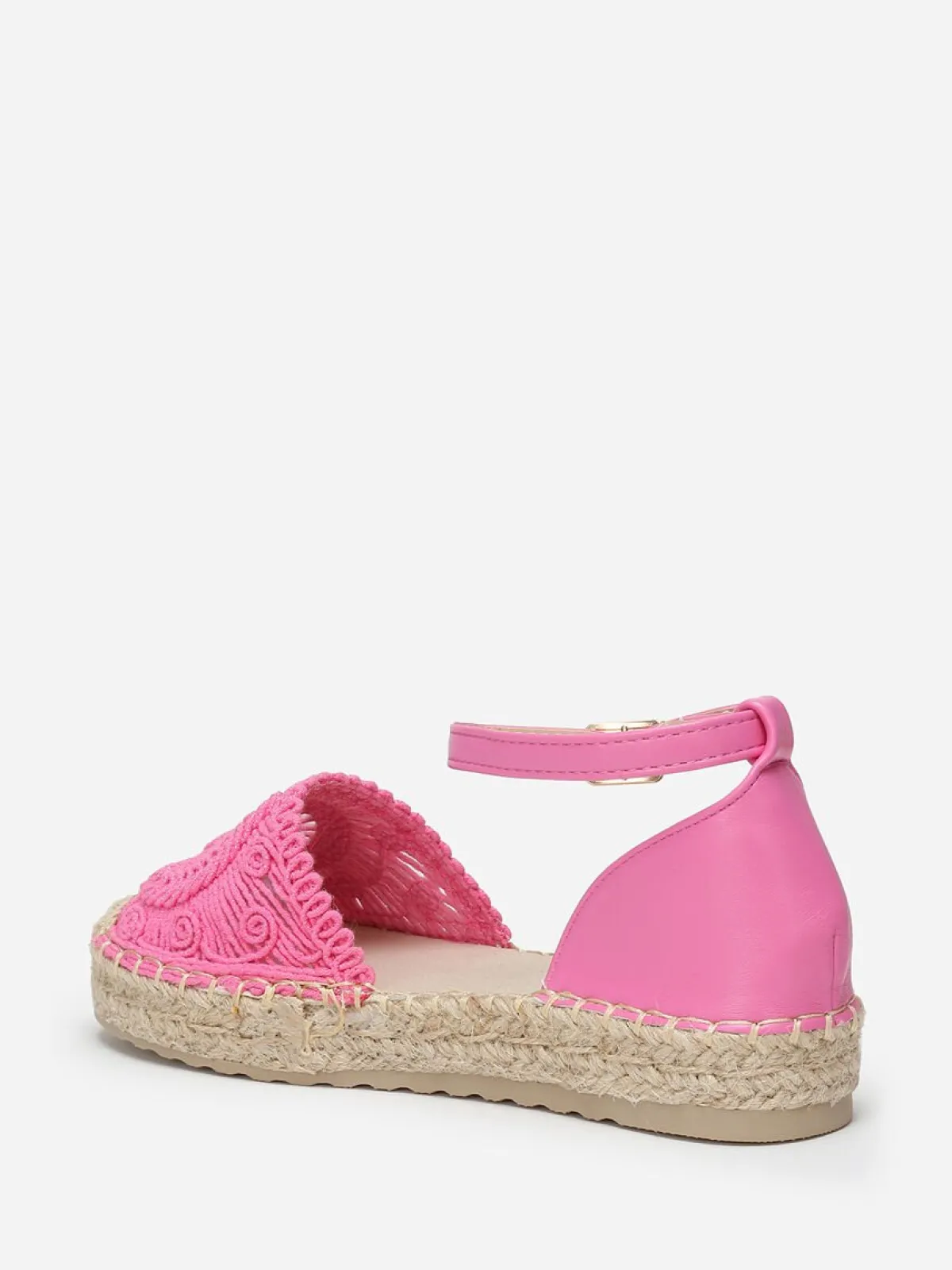 Discount La Modeuse Espadrilles bi-matières en crochet Fuchsia