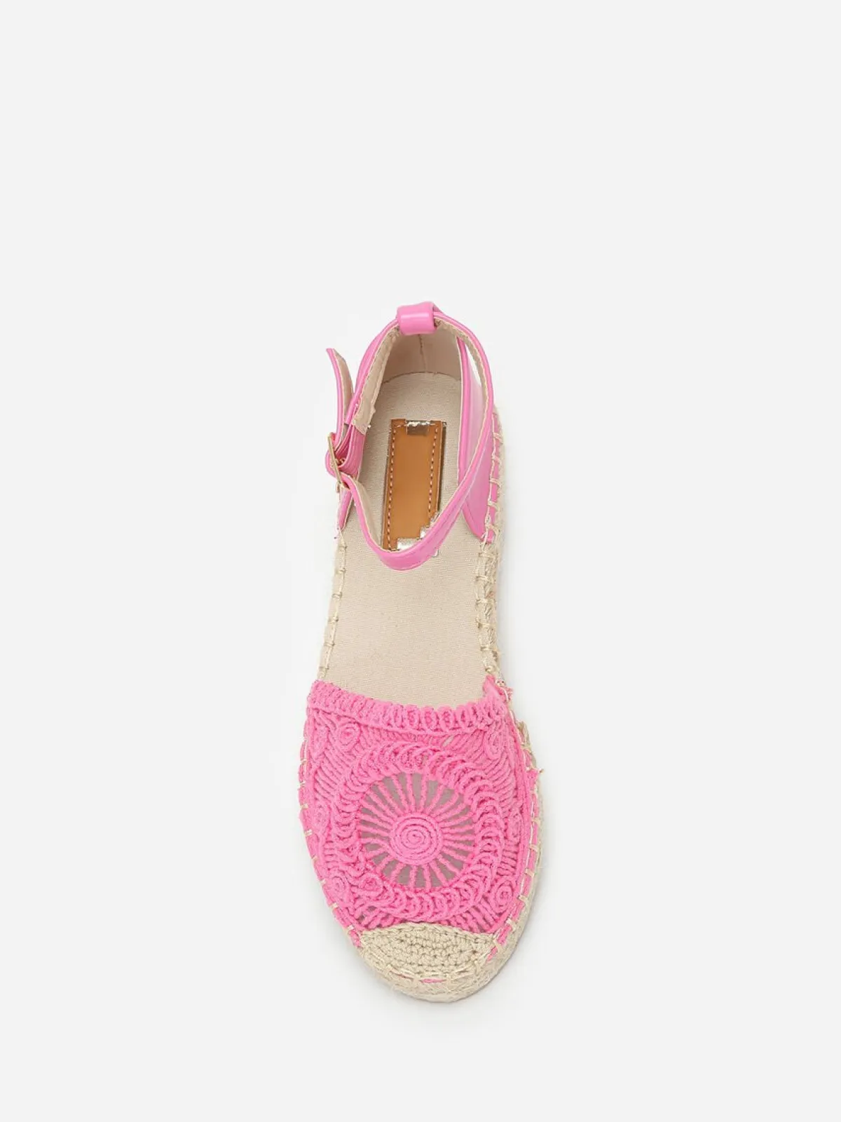Discount La Modeuse Espadrilles bi-matières en crochet Fuchsia