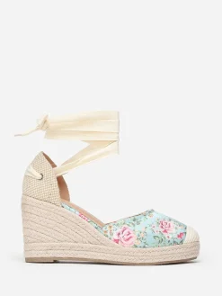 Sale La Modeuse Espadrilles compensées à fleurs Vert