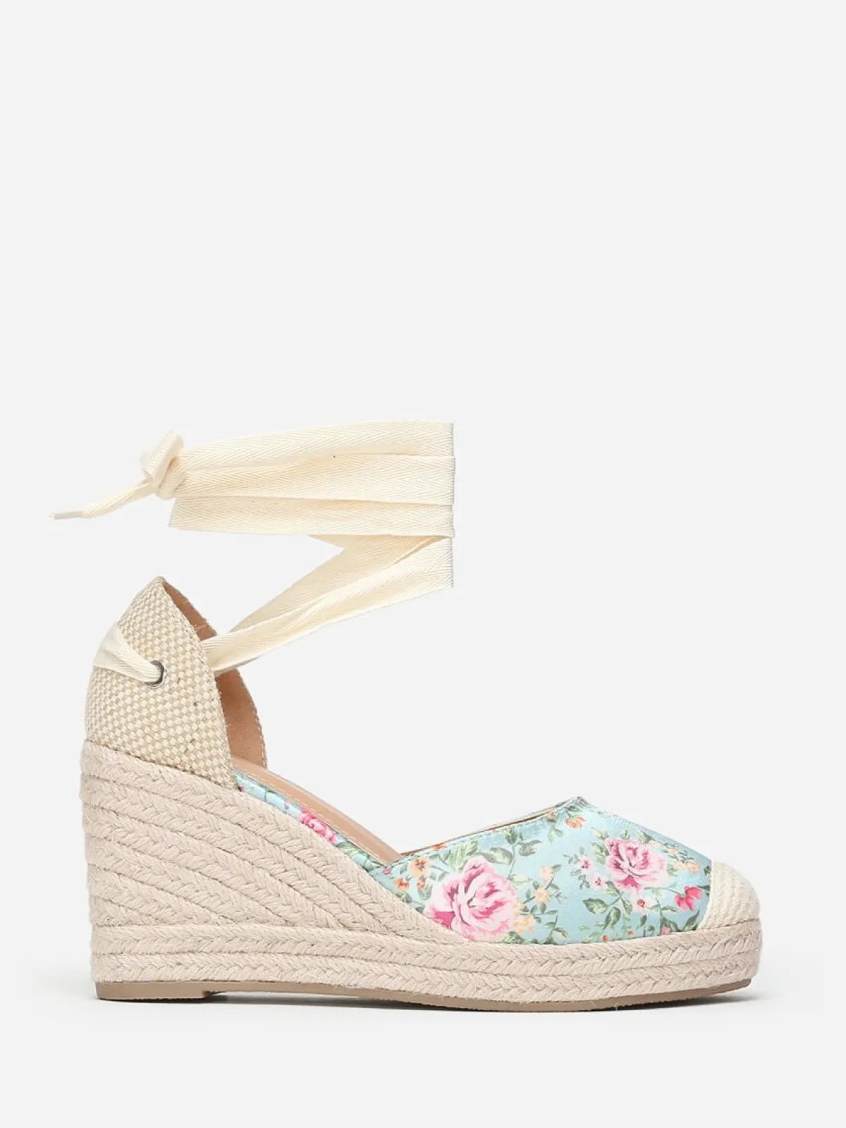 Sale La Modeuse Espadrilles compensées à fleurs Vert