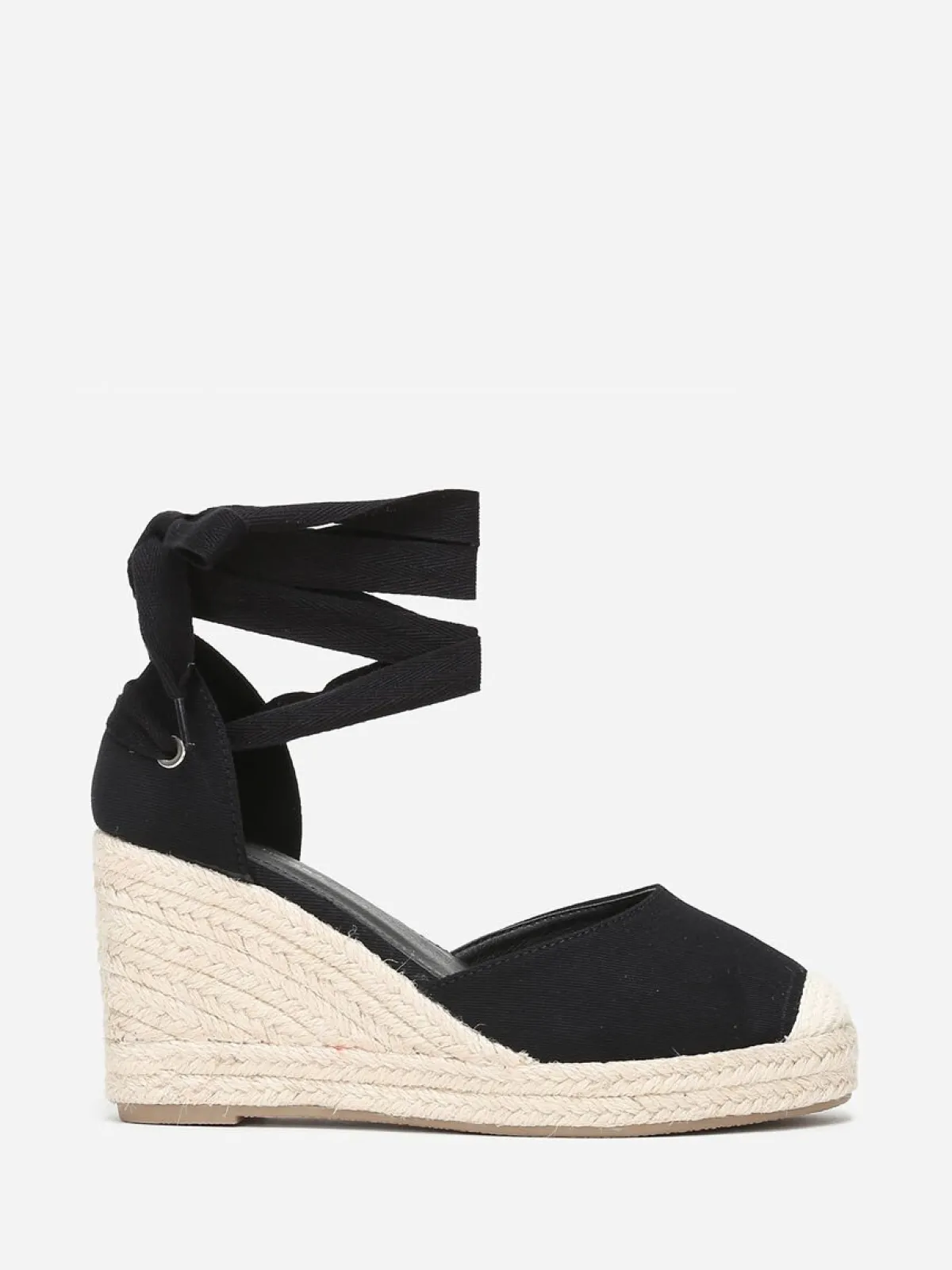 New La Modeuse Espadrilles compensées avec ruban à nouer Noir