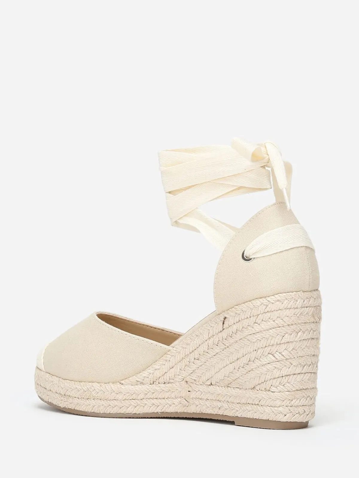 New La Modeuse Espadrilles compensées avec ruban à nouer Beige