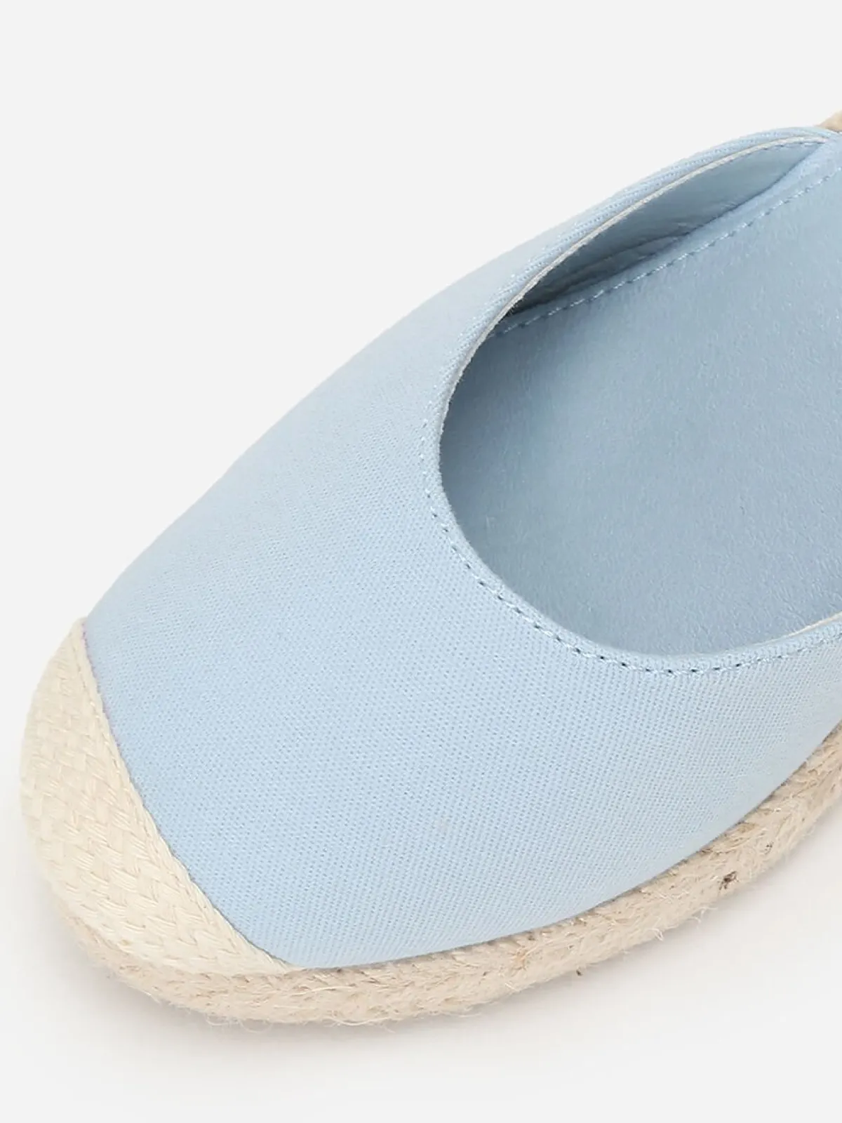 Discount La Modeuse Espadrilles compensées avec ruban à nouer Bleu