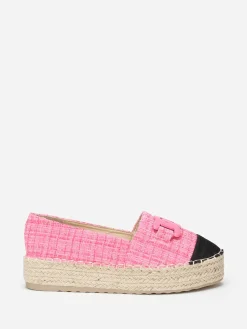 Outlet La Modeuse Espadrilles effet tweed avec bride Fuchsia
