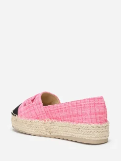 Outlet La Modeuse Espadrilles effet tweed avec bride Fuchsia