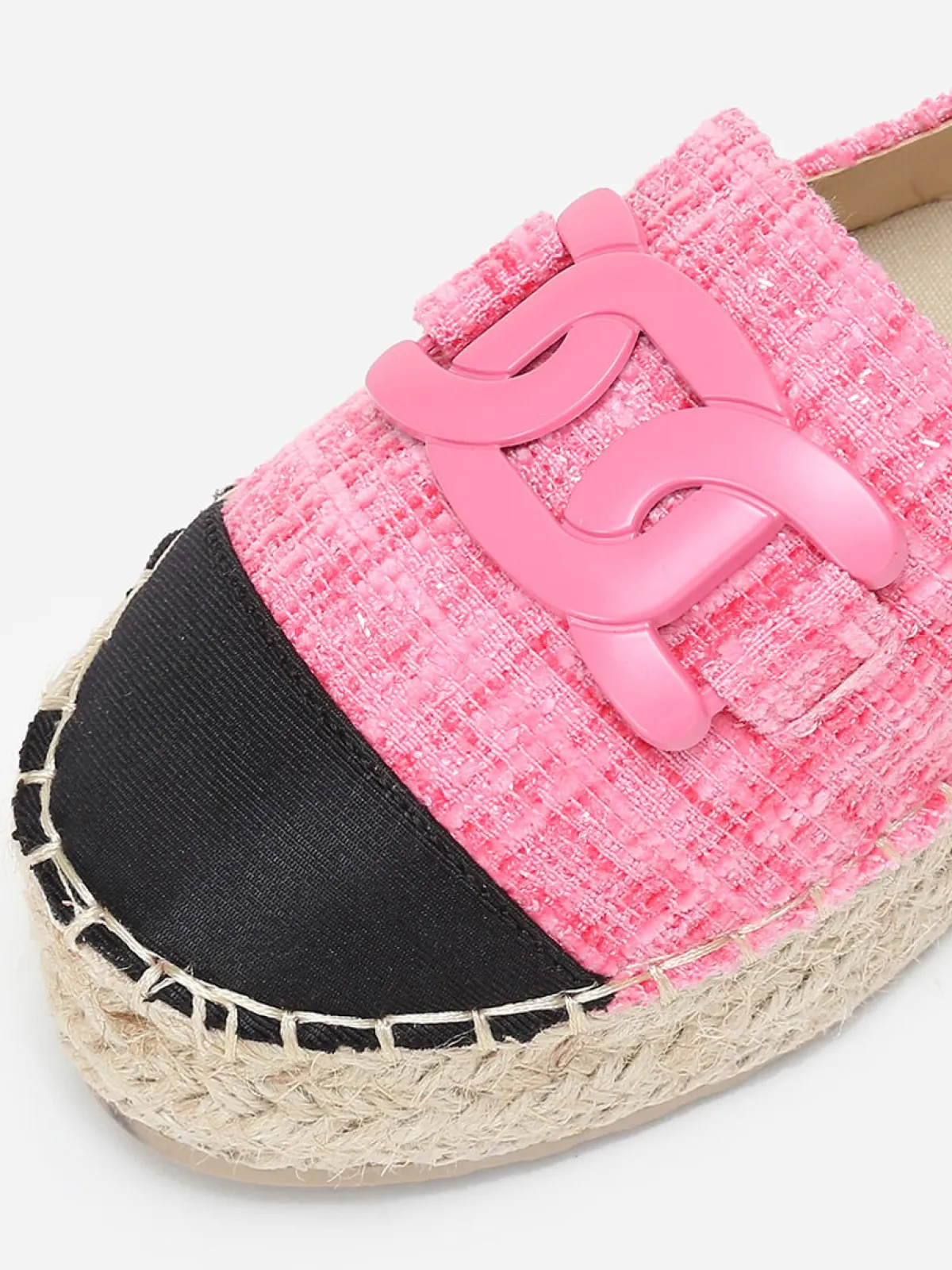 Outlet La Modeuse Espadrilles effet tweed avec bride Fuchsia