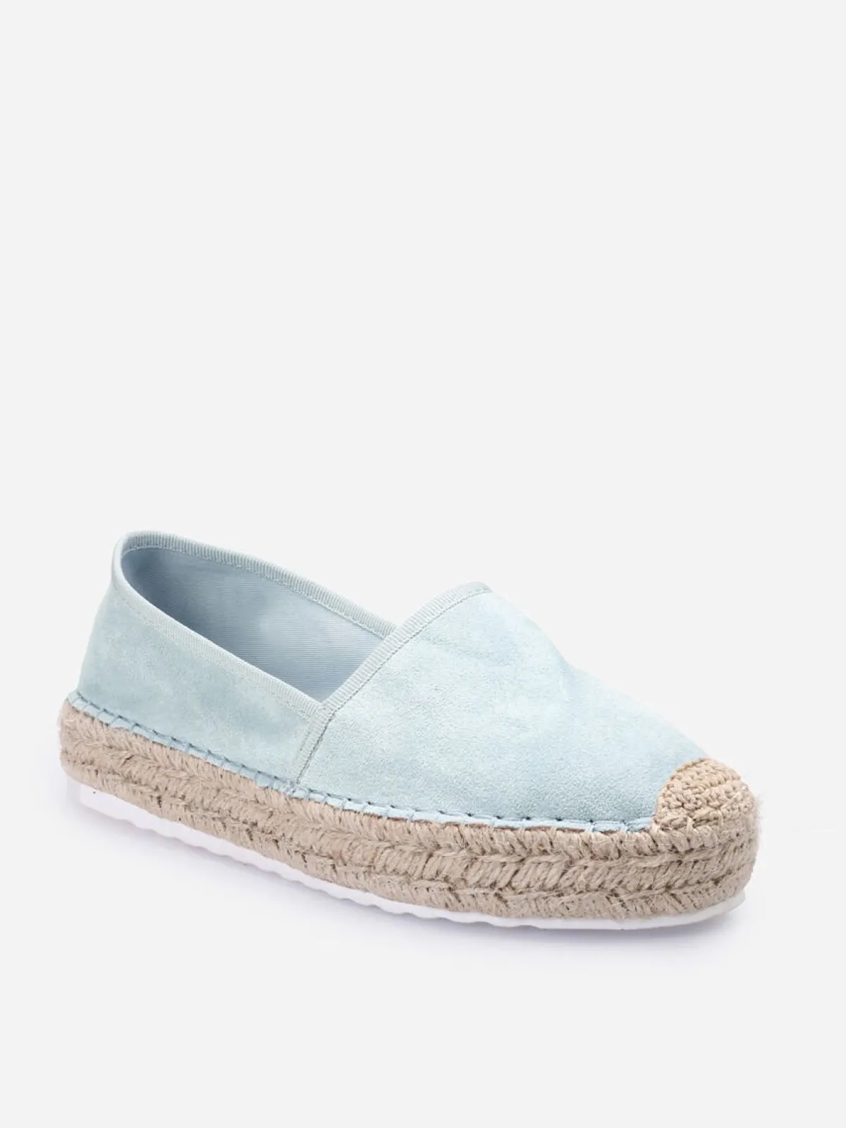 Clearance La Modeuse Espadrilles suédine à plateforme BleuClair