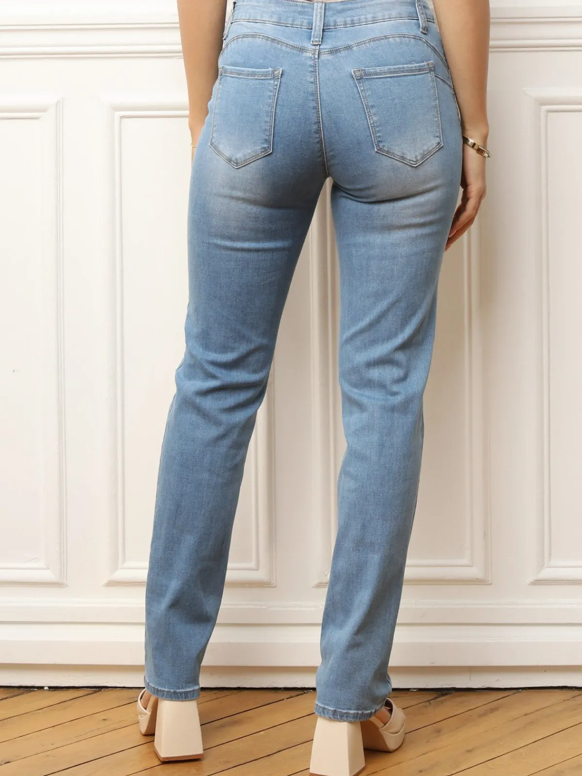 New La Modeuse Jeans push-up délavé à coupe droite Bleu