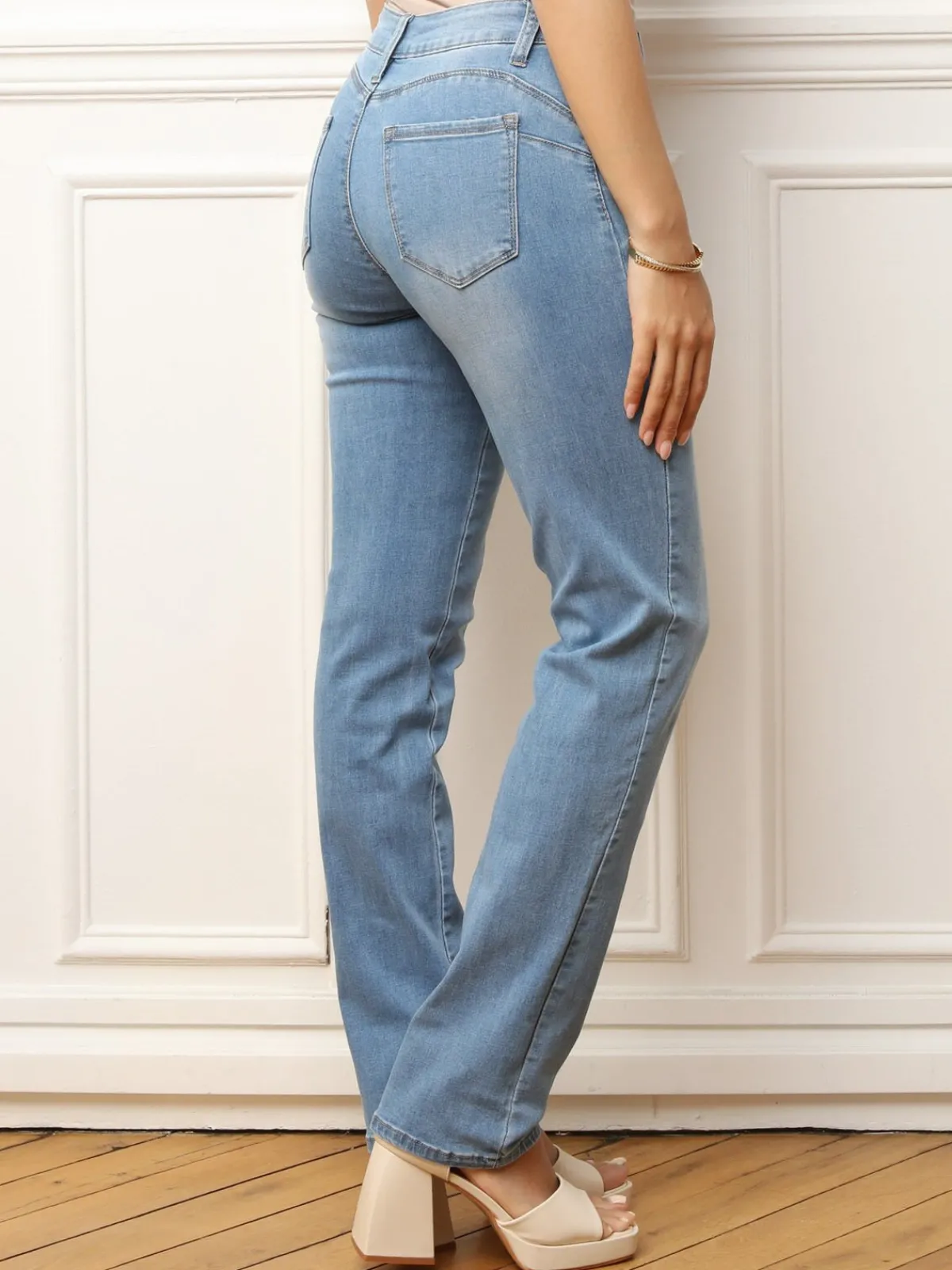 New La Modeuse Jeans push-up délavé à coupe droite Bleu