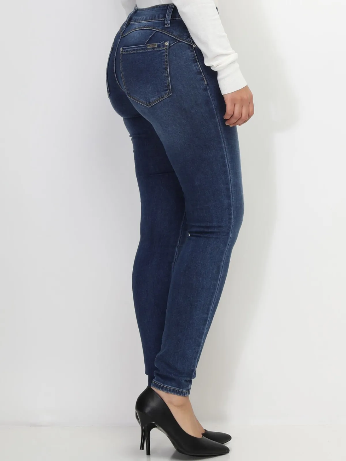 Online La Modeuse Jeans skinny push-up avec éraflures Bleufoncé