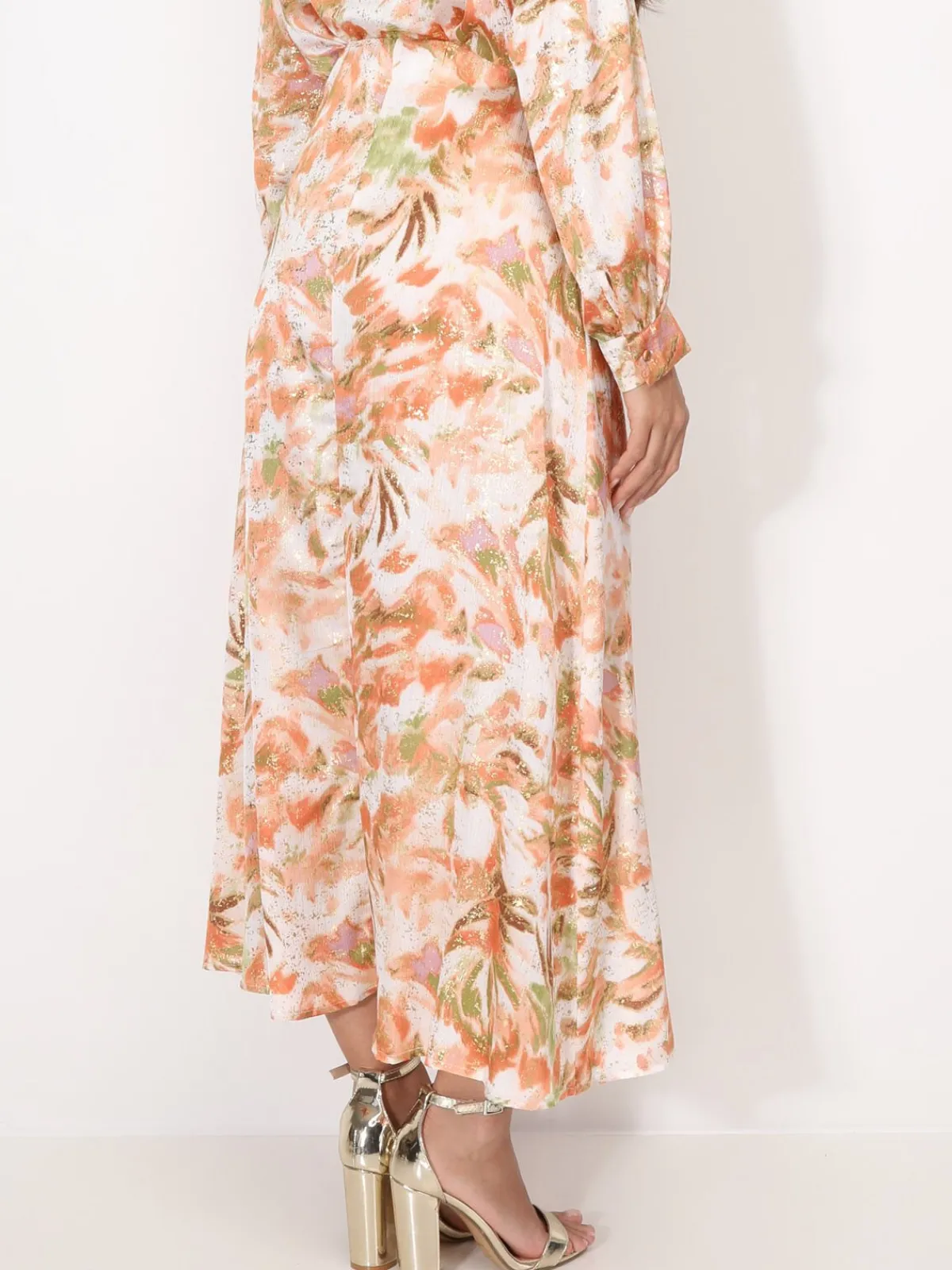 Sale La Modeuse Jupe à motifs et éclats dorés Orange