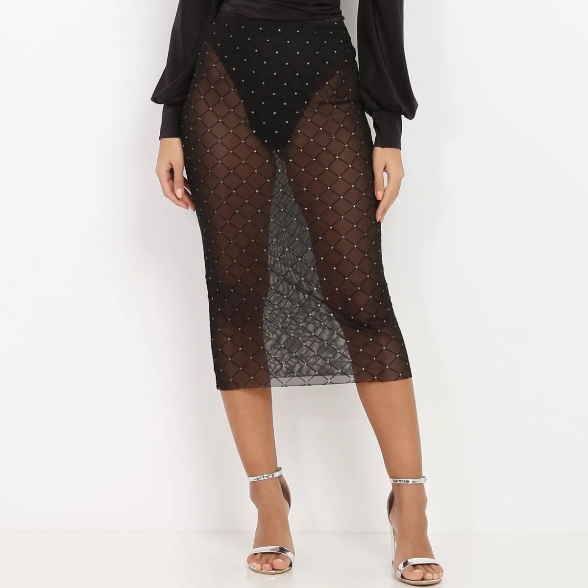 Online La Modeuse Jupe en tulle à paillettes Noir