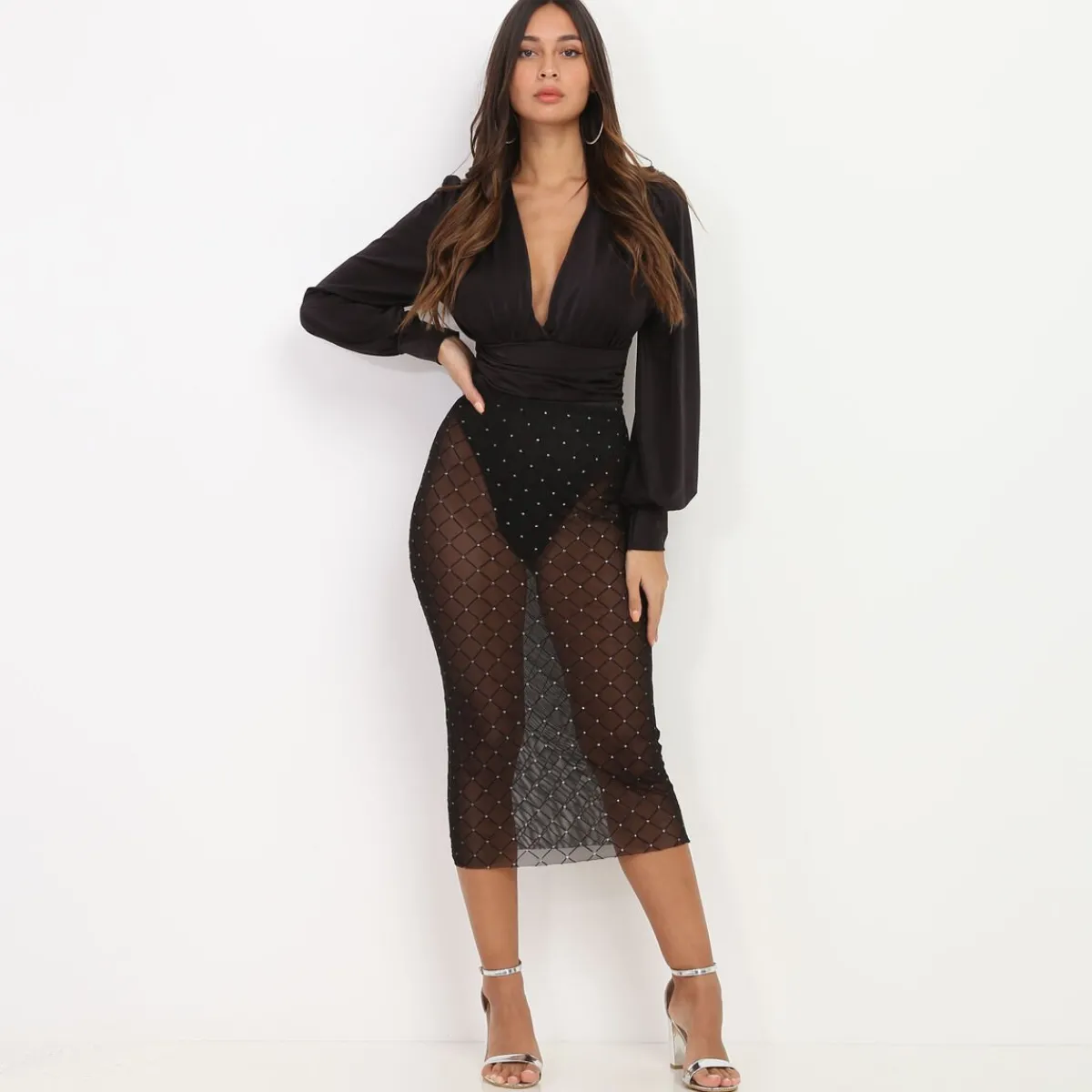 Online La Modeuse Jupe en tulle à paillettes Noir