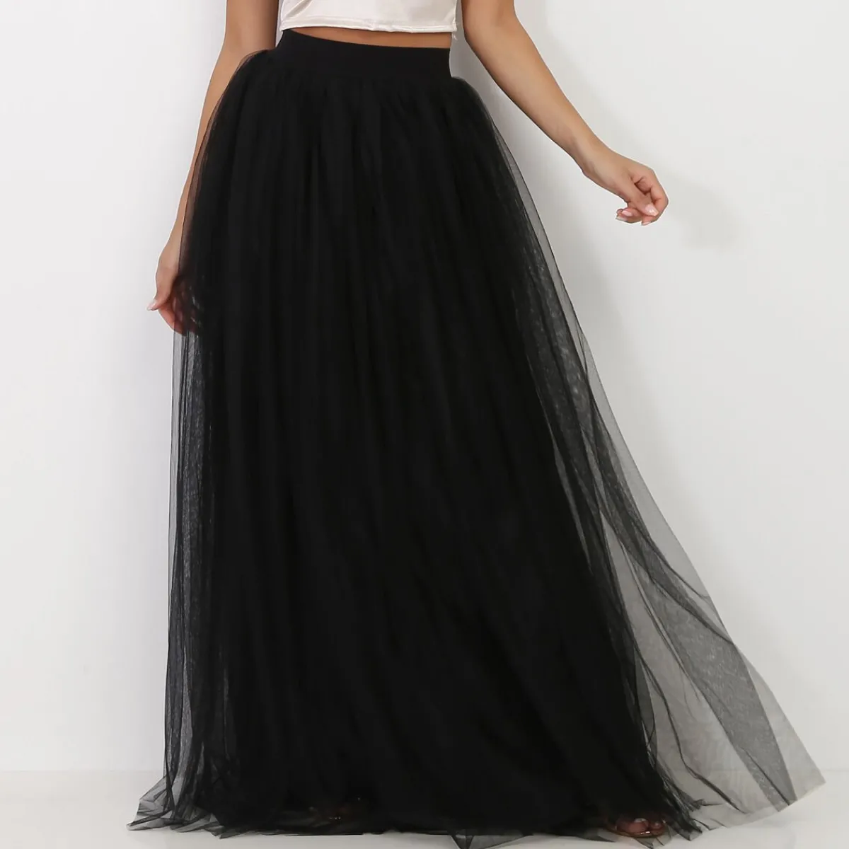 Hot La Modeuse Jupe longue en tulle Noir